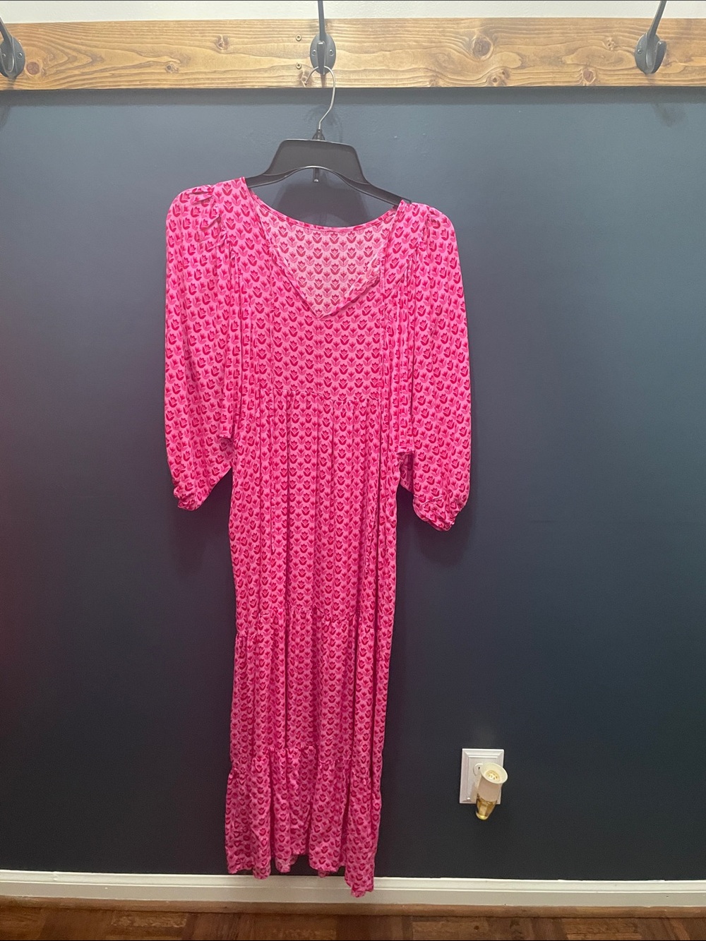 Pink Maxi Dress with Patterned Print
